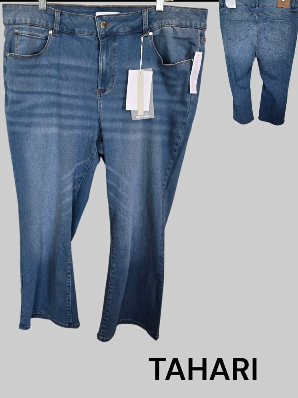 TAHARI Mid Rise Miniboot Casual Denim Cotton Blend Jeans Womens Plus 20w NEW